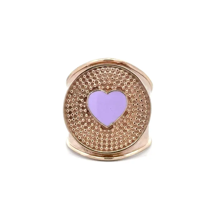 Ring flat heart lila goldplated