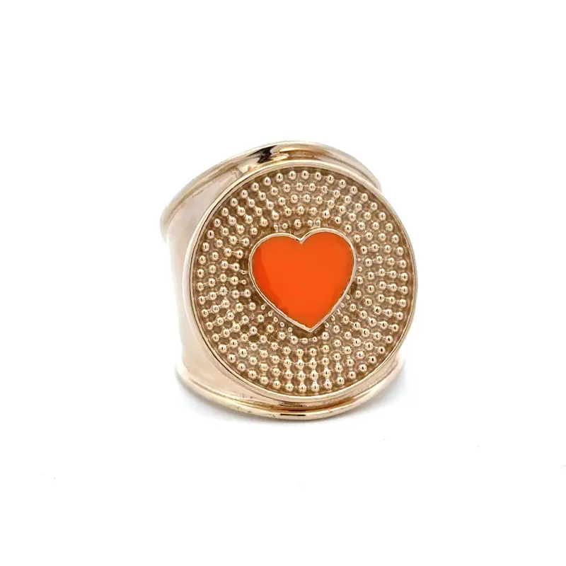 Ring flat heart orange goldplated