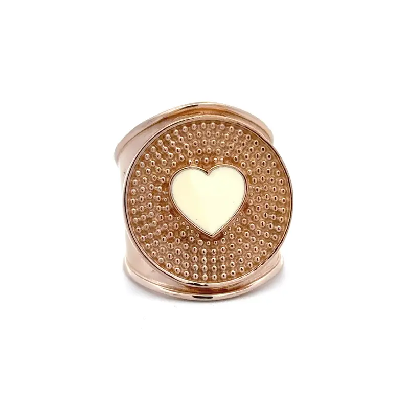 Ring flat heart white goldplated