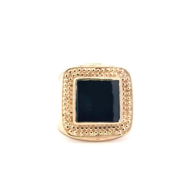 Ring flat square black goldplated