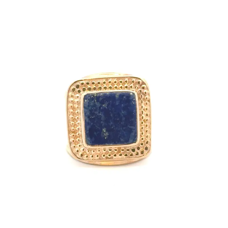 Ring flat square blue goldplated