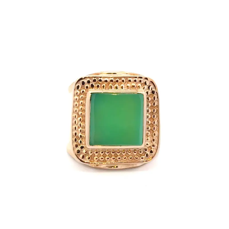 Ring flat square green light goldplated