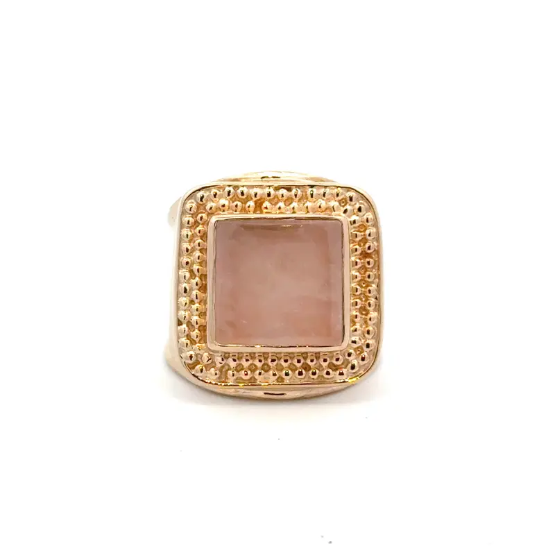 Ring flat square pink light goldplated