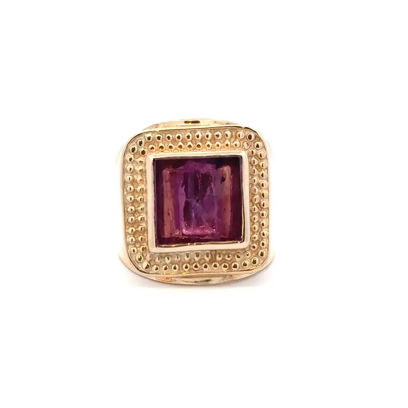 Ring flat square purple goldplated
