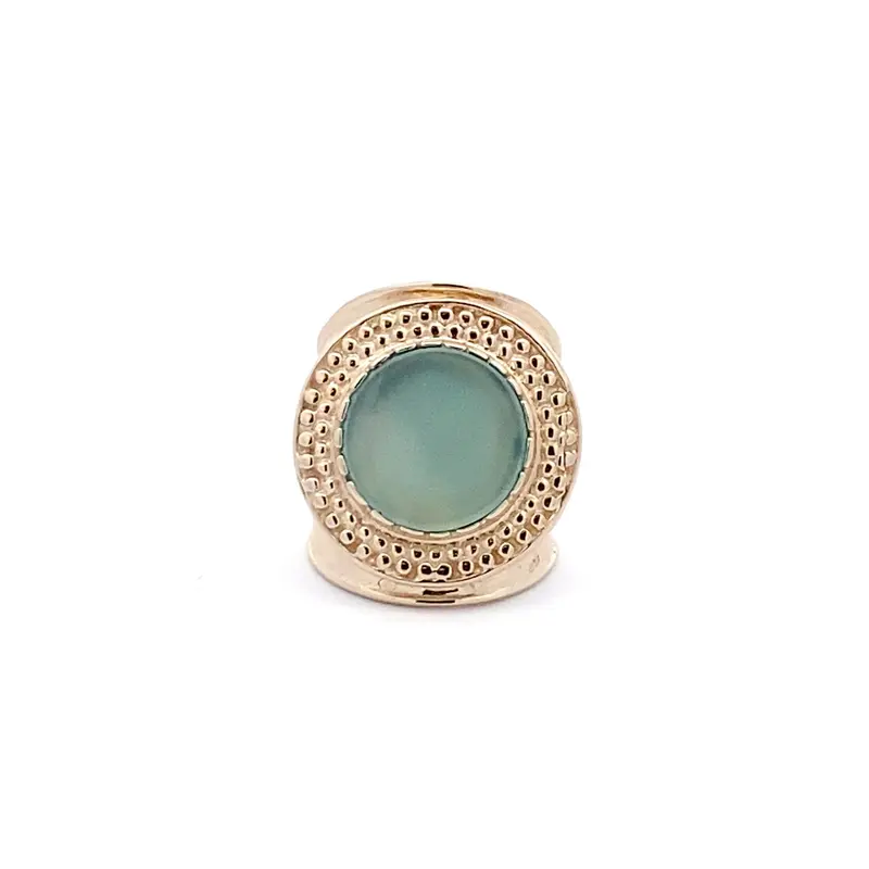 Ring flat stone blue aqua goldplated