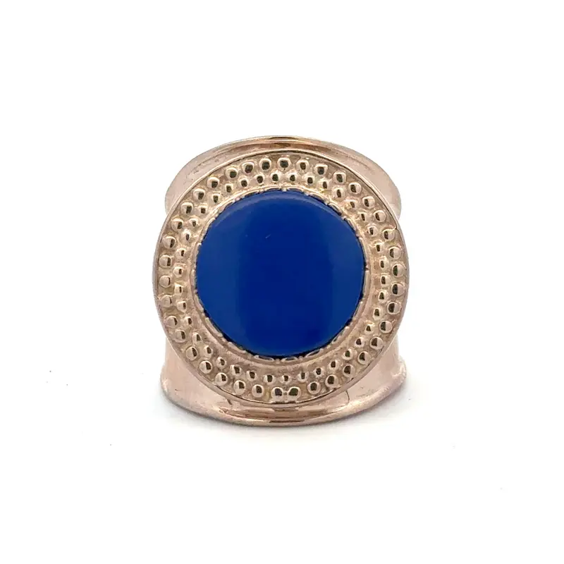 Ring flat stone blue goldplated