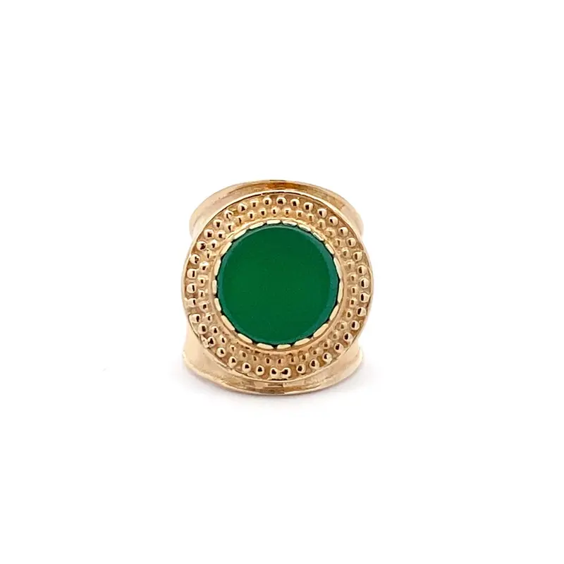 Ring flat stone green light goldplated