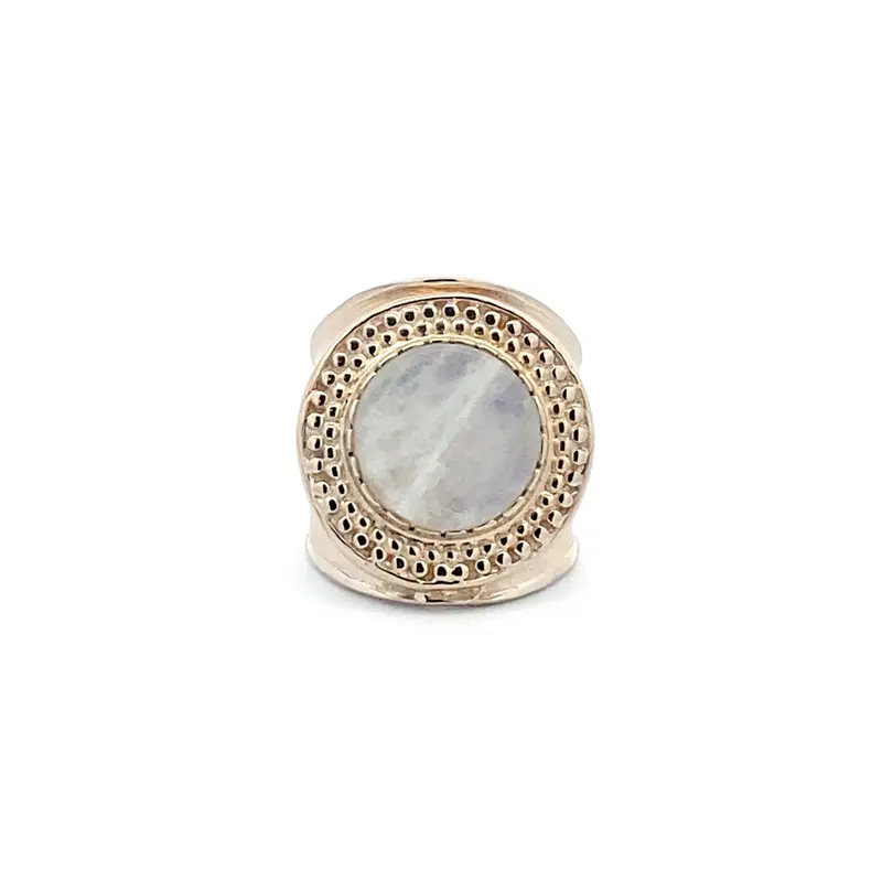 Ring flat stone white goldplated