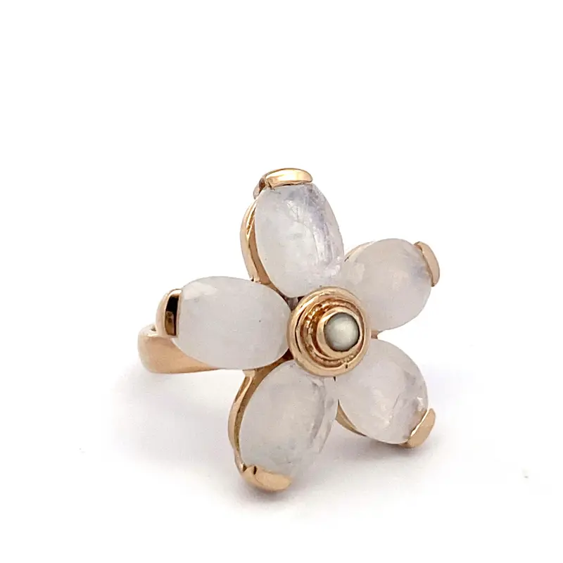 Ring flower pearl goldplated