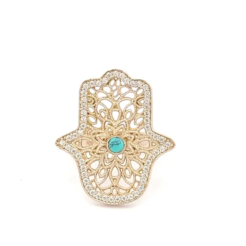 Ring hamsa cc turquoise