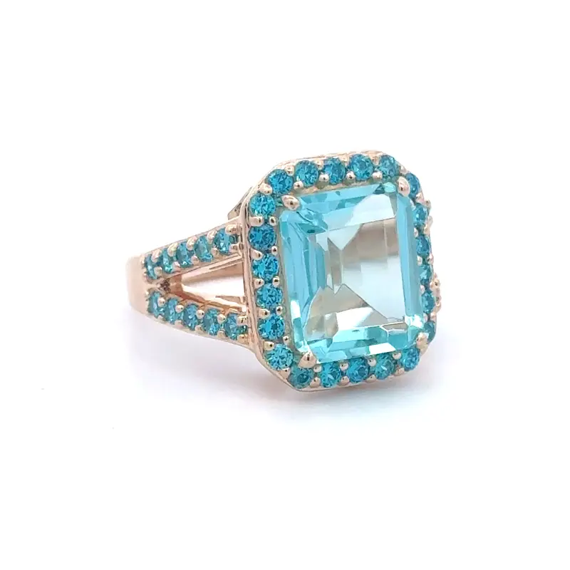 Ring ivy blue goldplated
