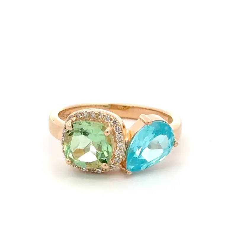 Ring Lucy green blue goldplated