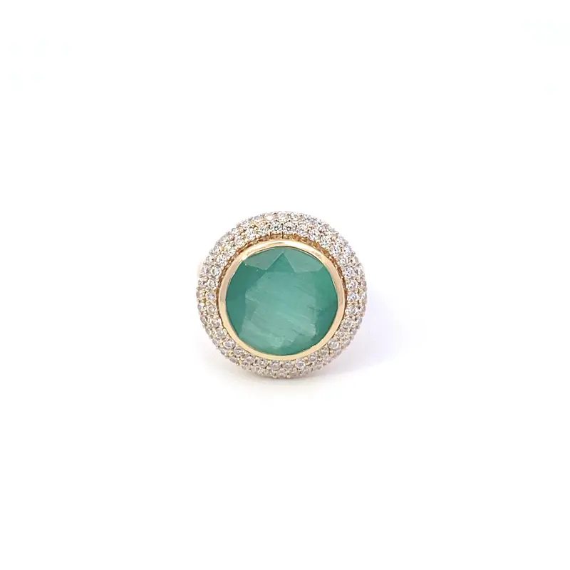 Ring round cc aqua goldplated