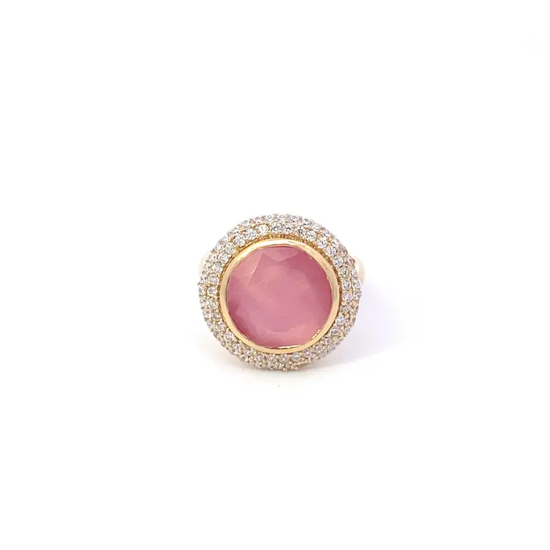 Ring round cc pink goldplated