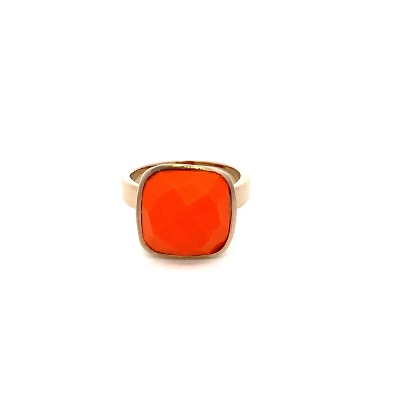 Ring square orange goldplated