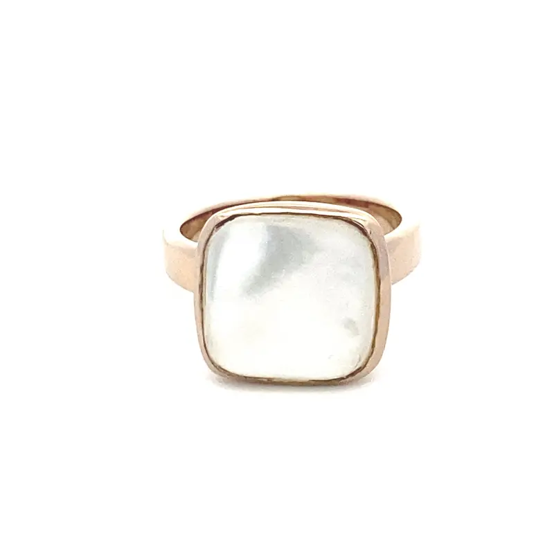 Ring square pearl goldplated