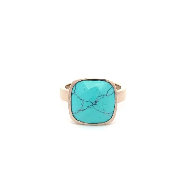 Ring square turquoise goldplated