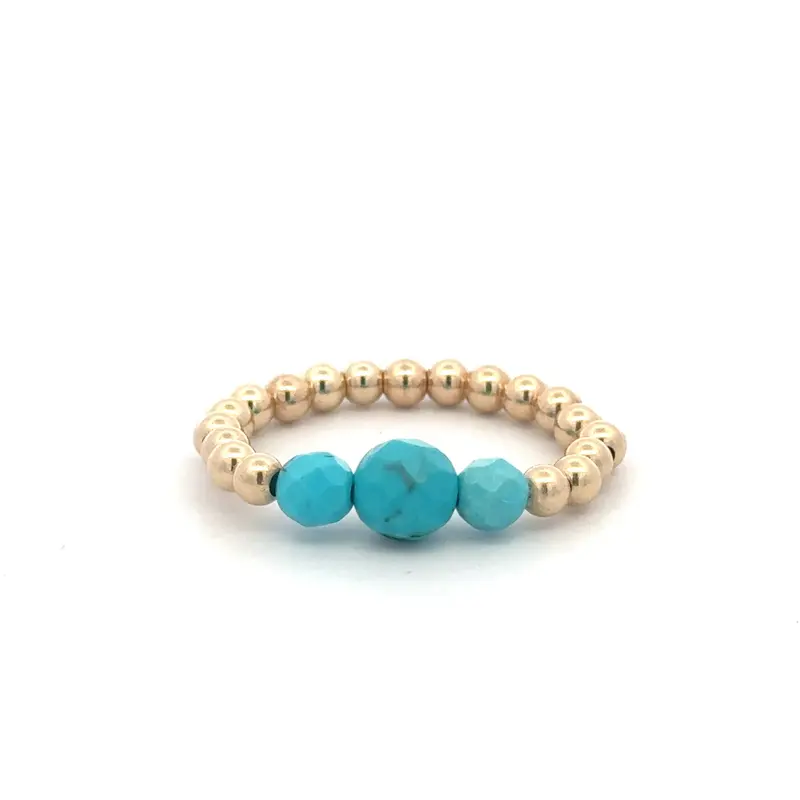 Ring three turquoise gold coloured