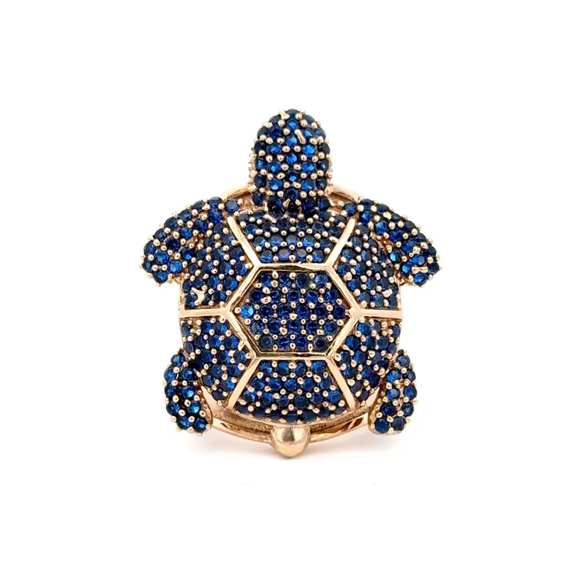 Ring turtle blue goldplated