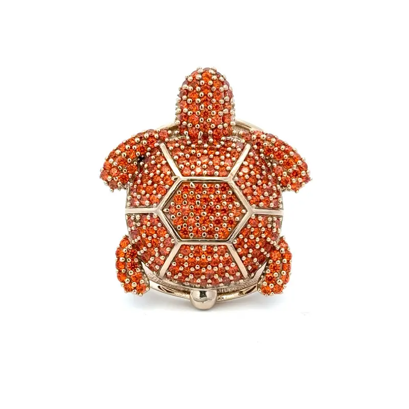 Ring turtle orange goldplated