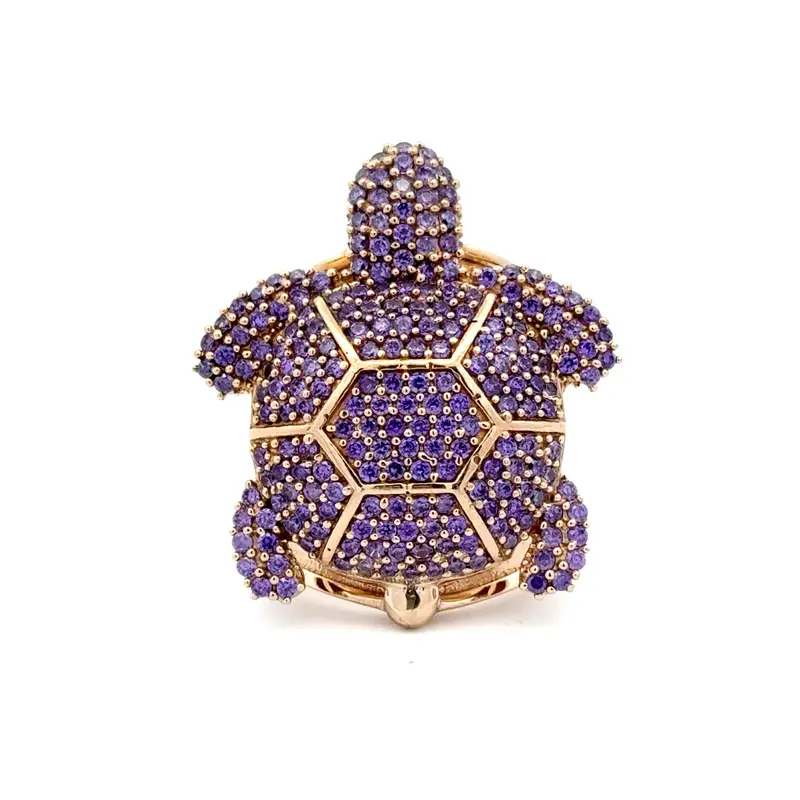 Ring turtle purple goldplated
