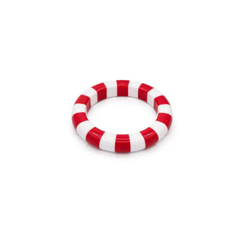 Rood-witte gestreepte bangle armband Candy