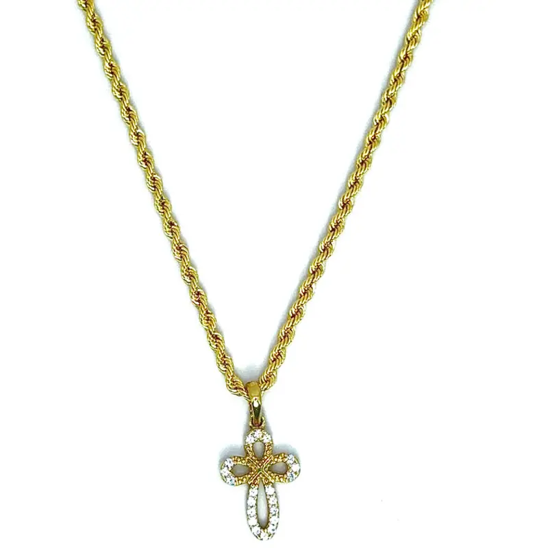 ROPE CHAIN+CROSS-14K-2,2MM/45CM