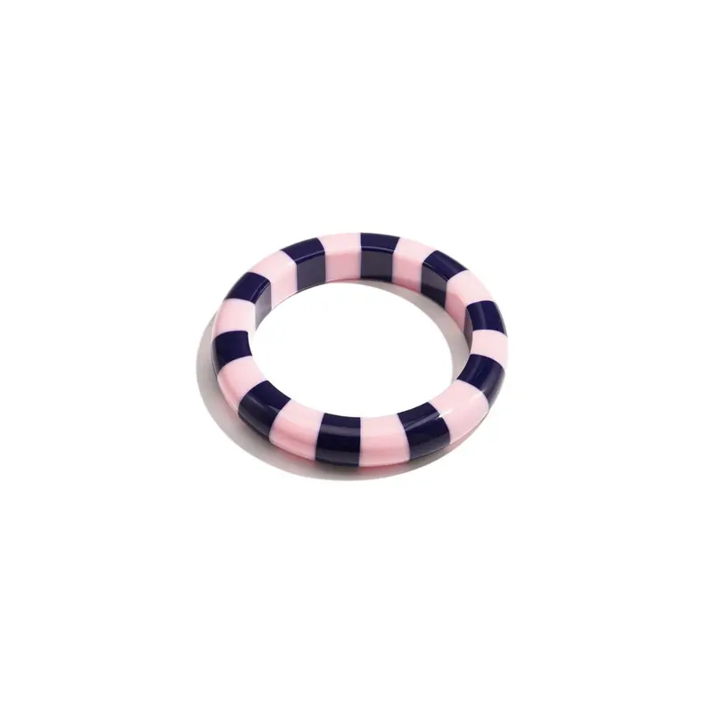 Roze donkerblauw gestreepte bangle armband Candy