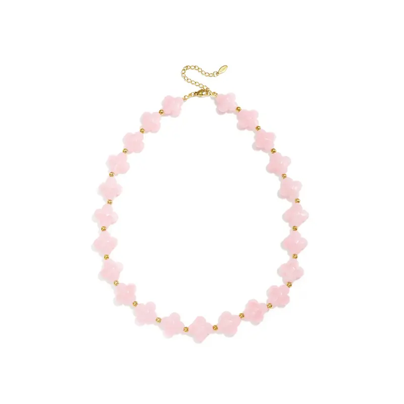 Roze klaver kralenketting