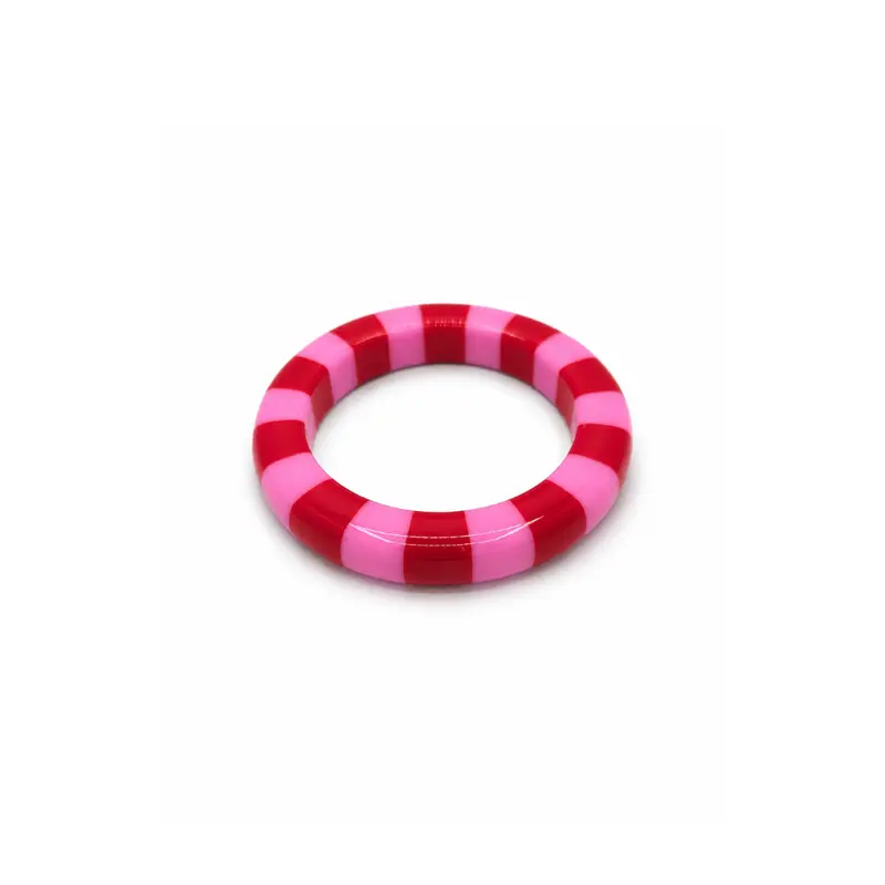 Roze rode gestreepte bangle armband Candy