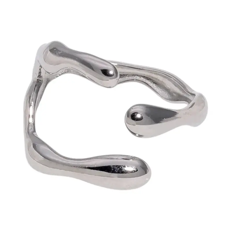 RVS Damesring Verstelbaar – Grillige Brede Open Ring – 16 mm