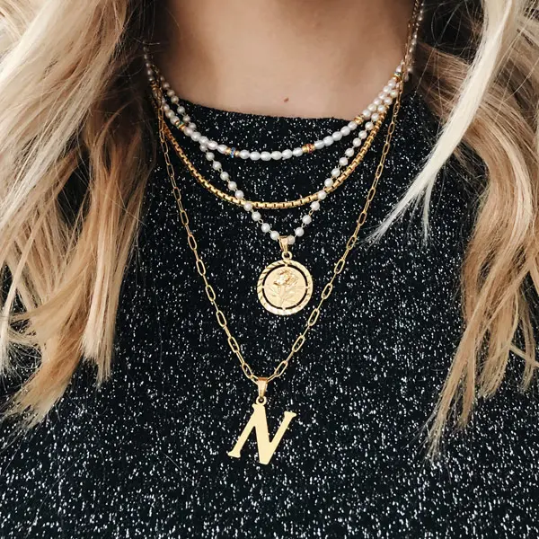 Schakel ketting Letter Initiaal goud