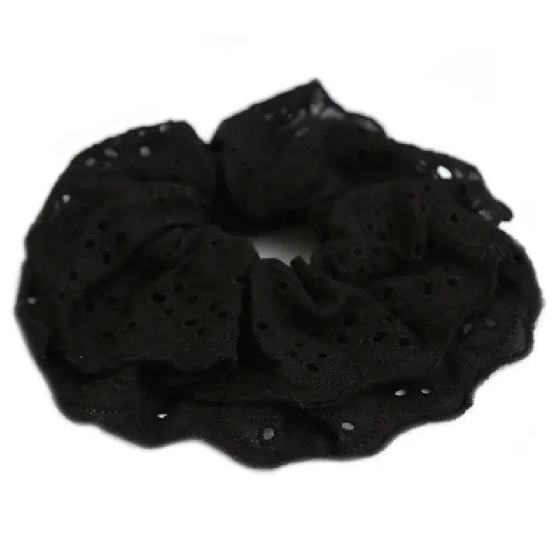 Scrunchie broderie zwart