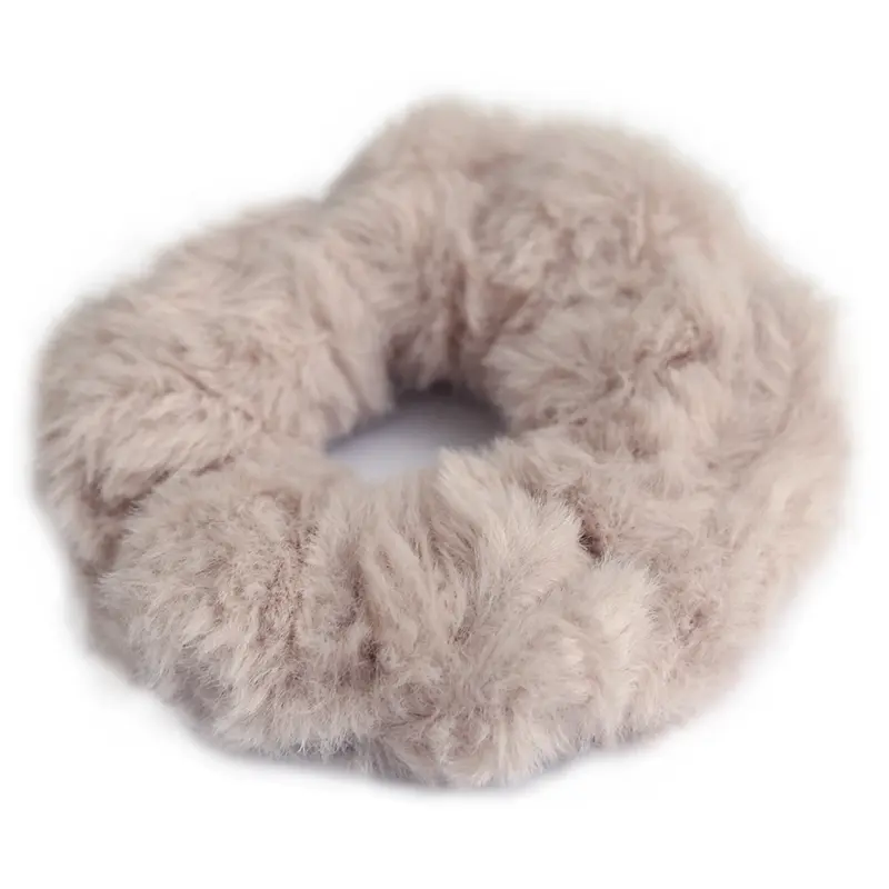 Scrunchie faux fur beige
