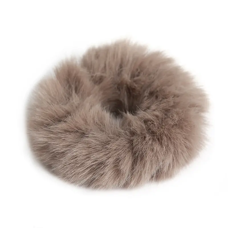 Scrunchie faux fur taupe mini