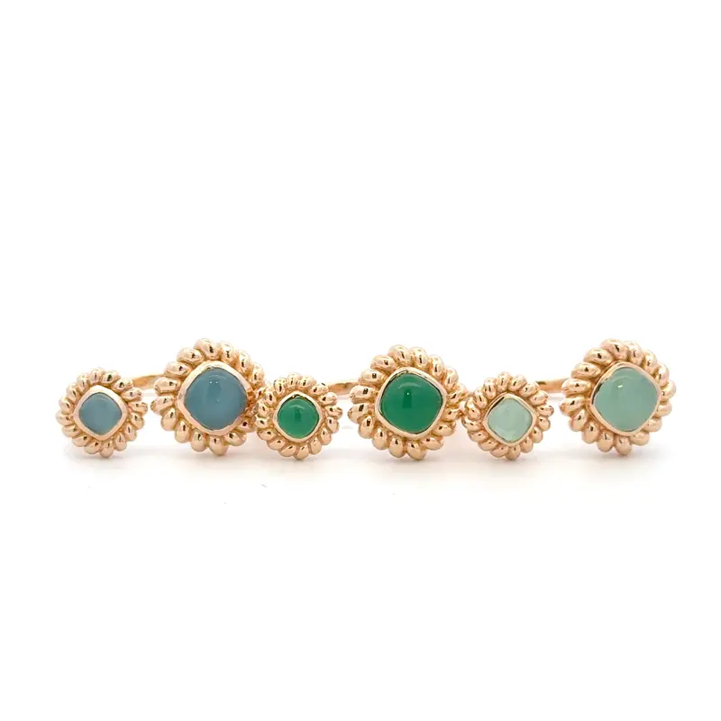 Set ring twin elegance green goldplated