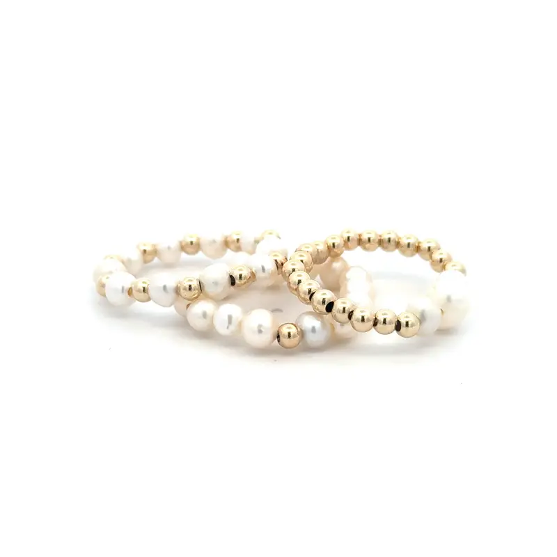 Set rings pearl gold coloured