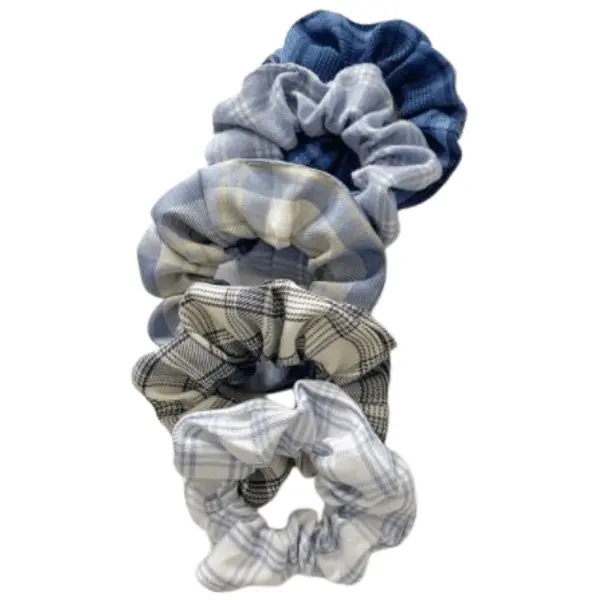 Set scrunchies - Blauw ruit