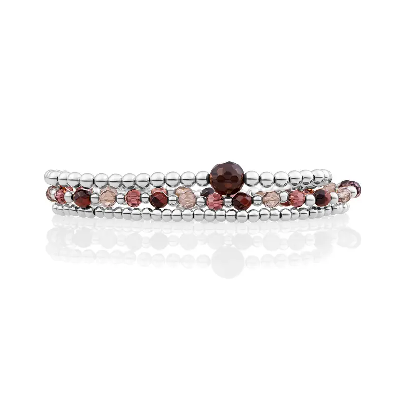 Smoky Quartz Multi Armbanden Set Zilver