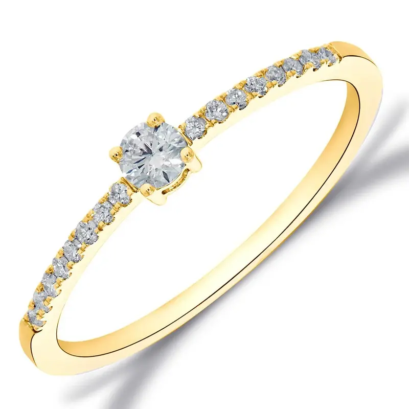 Solitair ring met zijstenen
