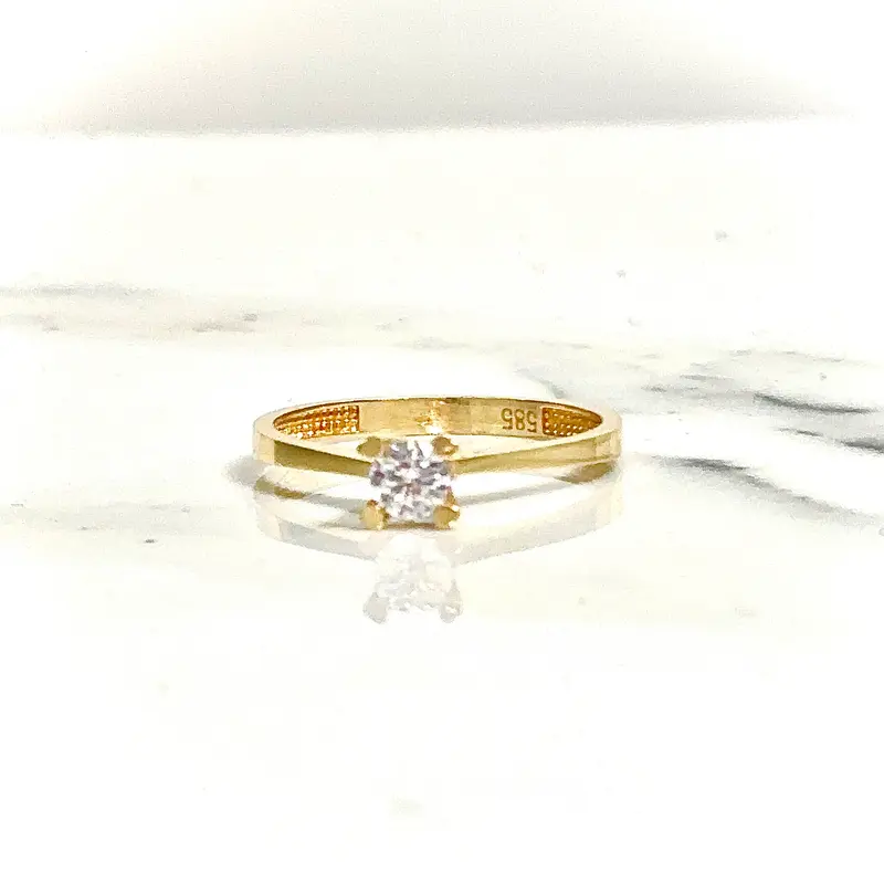 Solitaire Ring - 14 carat gold 00113 LRV2