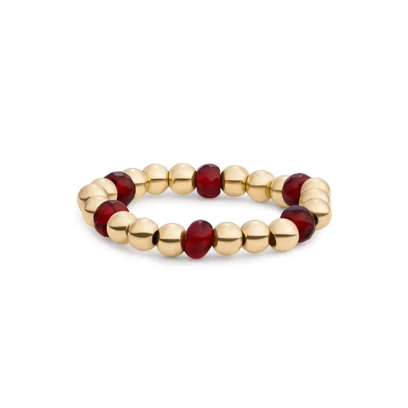sparkling jewels kralen ring facet roundel ruby quartz