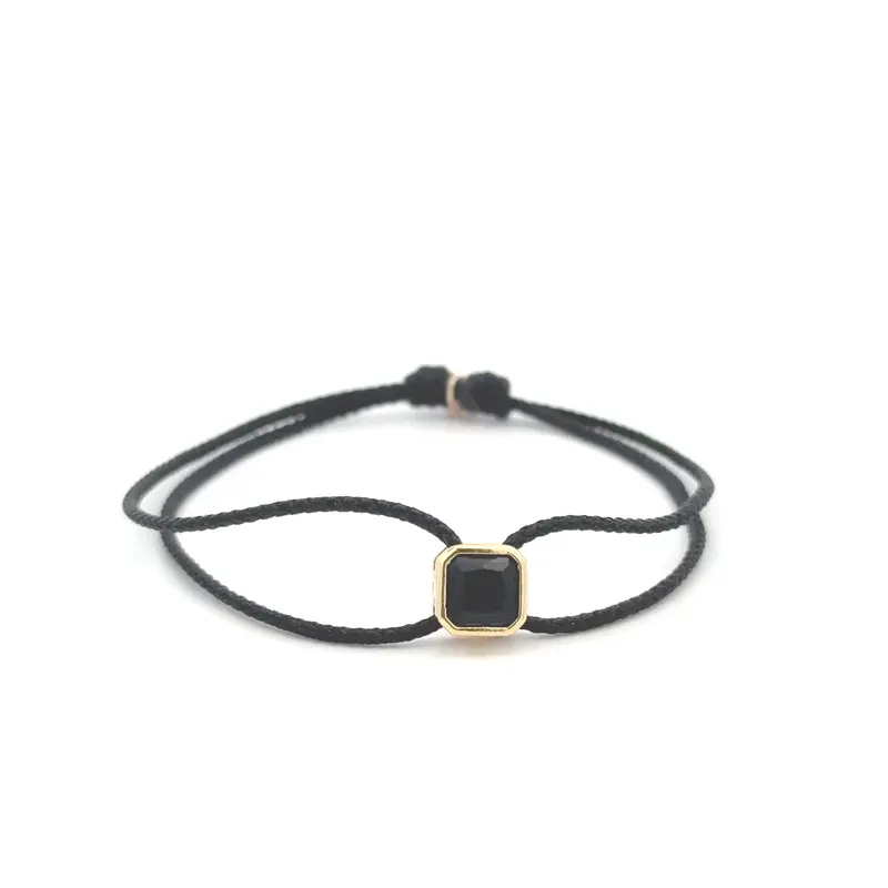 Square double cord black goldplated
