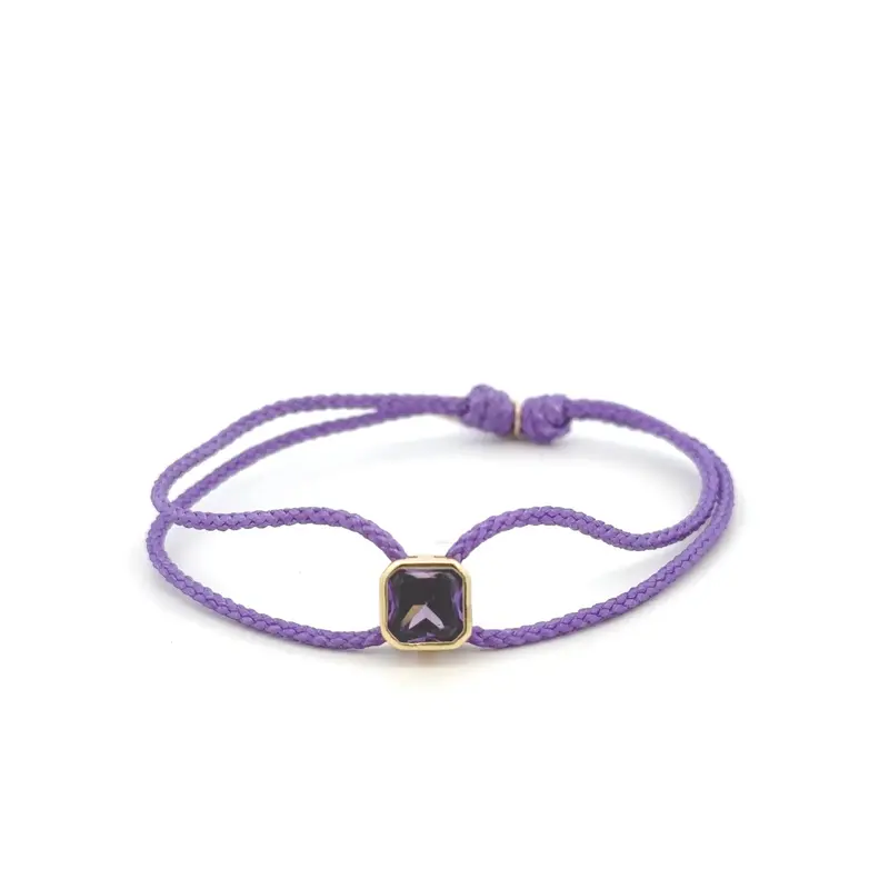 Square double cord purple goldplated