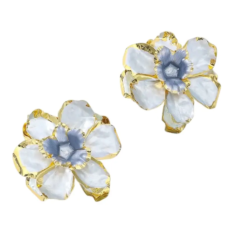 Statement flower studs oorbellen blauw