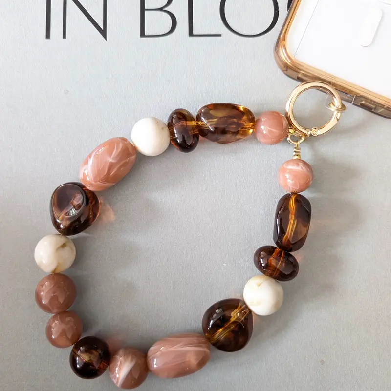 Telefoonkoord amber melkwit marble chunky