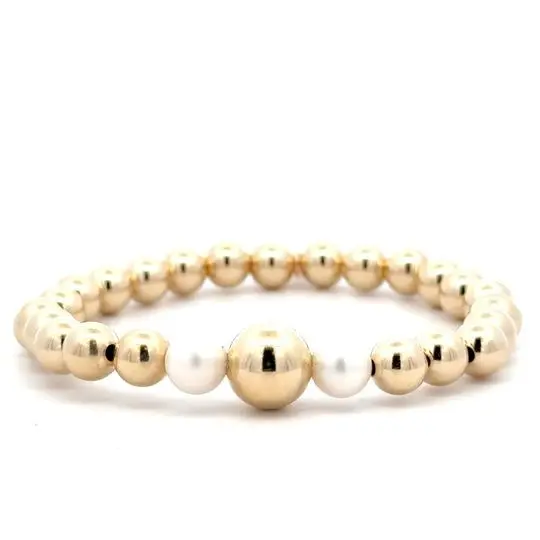 Three pearl 10mm gold coloured