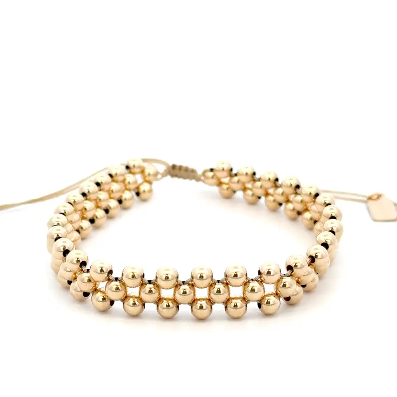 Three row beads 4mm cord gold coloured