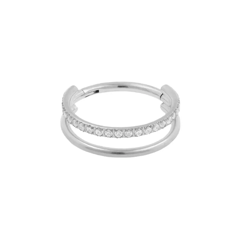 Titanium Dubbele Click Ring Zilver