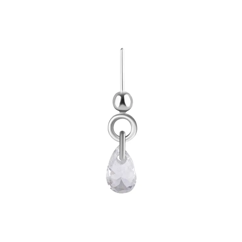 Titanium Helix Hanger - Zirkonia Druppel Zilver